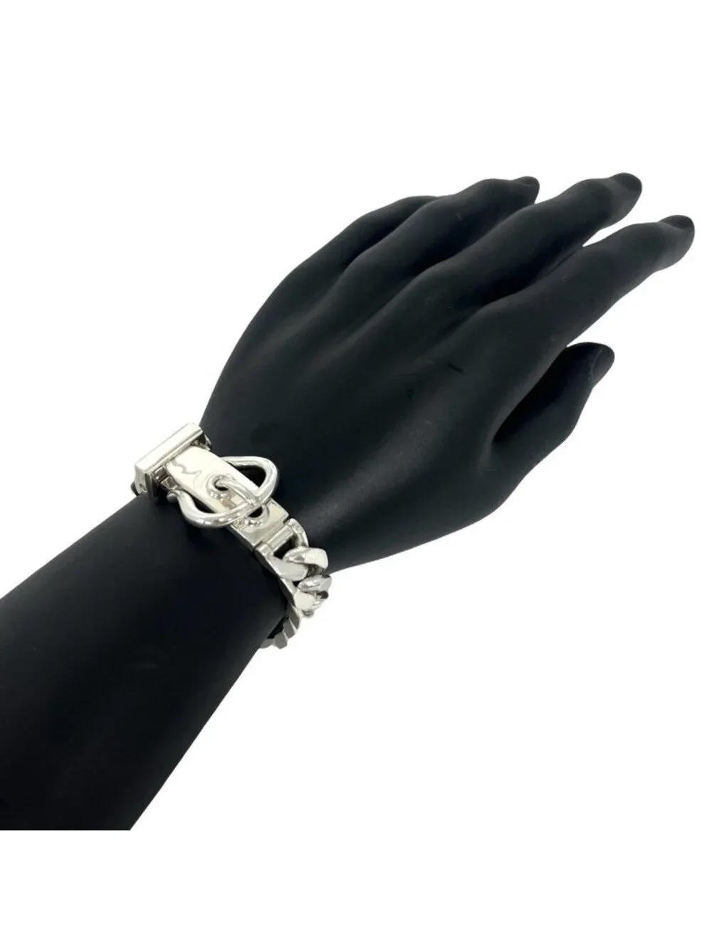 Hermes Vintage Boucles Sellier MM Bracelet 925 Sterling Silver